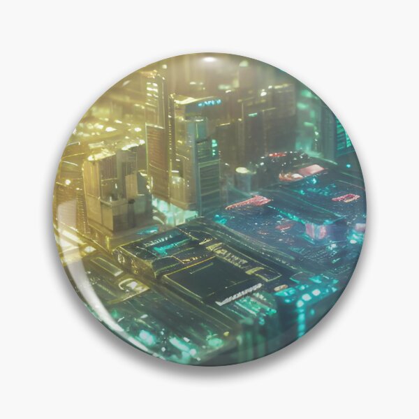 Item preview, cyberpunk circuit-board city skyline designed and sold by ocota831.