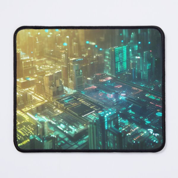 Item preview, cyberpunk circuit-board city skyline designed and sold by ocota831.