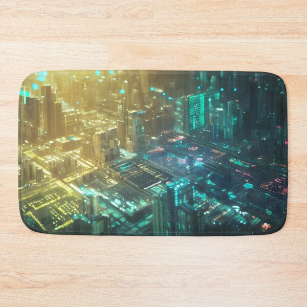 Item preview, cyberpunk circuit-board city skyline designed and sold by ocota831.