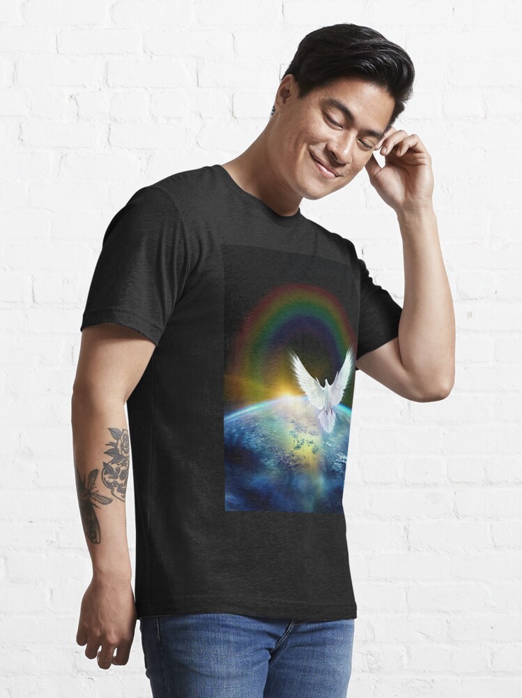 Dove of Peace and Rainbow over Earth | Essential T-Shirt