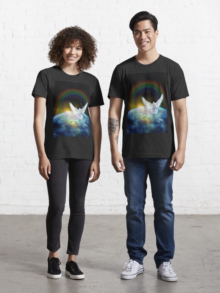 Dove of Peace and Rainbow over Earth | Essential T-Shirt