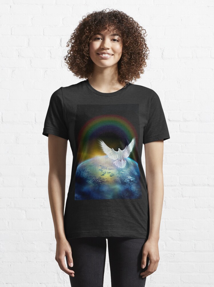 Dove of Peace and Rainbow over Earth | Essential T-Shirt