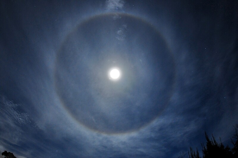 During the winter months we often see a large halo around the Moon