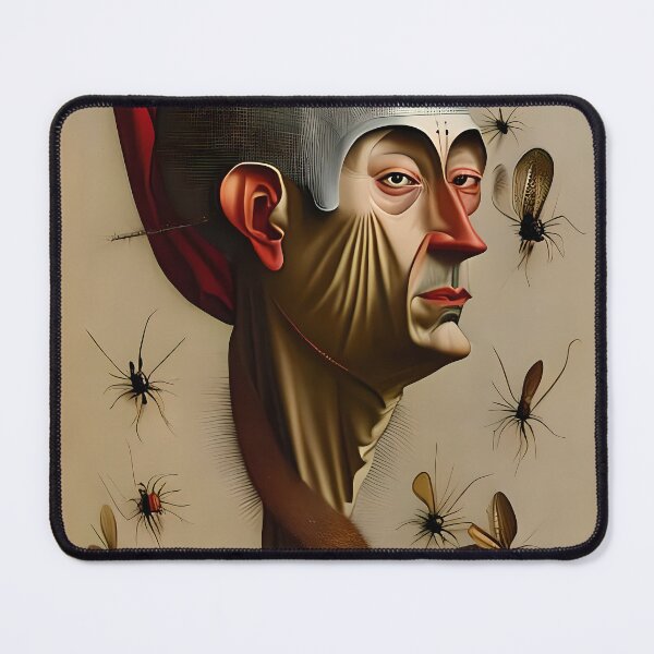 Item preview, Grotesque Realism - A Surrealist Painting of a Severe Man with Insects designed and sold by GalihDA.