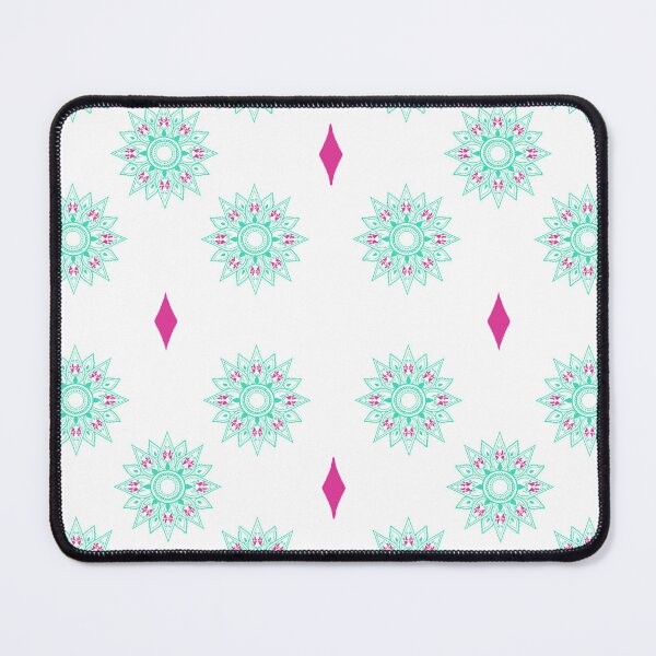 Item preview, Flower patterns aquamarine on white designed and sold by Chaoticzarts.