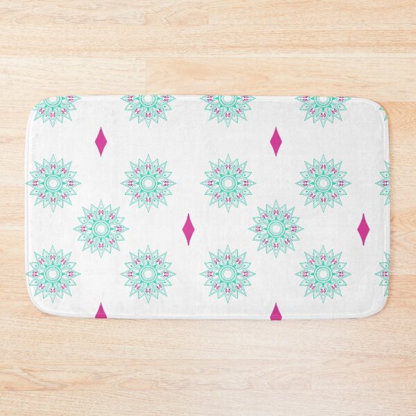 Item preview, Flower patterns aquamarine on white designed and sold by Chaoticzarts.