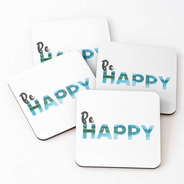Item preview, Be HAPPY Text Quote Design, mountain lake reflection designed and sold by RiciPaneto.