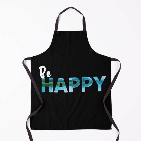 Item preview, Be Happy Text Quote Design, mountain lake reflection, black designed and sold by RiciPaneto.