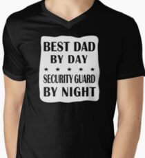 Security Guard Father - Best Dad, Night Shift Work Men's V-Neck T-Shirt