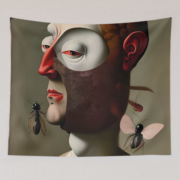 Item preview, The Inhuman Countenance - A Surreal Portrait with Insects and Grotesque Elements designed and sold by GalihDA.