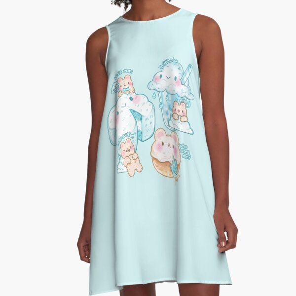 Cloudy Polar Bear Dinner Vestido acampanado