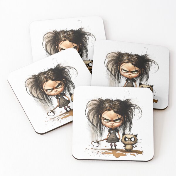 Item preview, Angry Girl with Angry Cat designed and sold by pxdg.