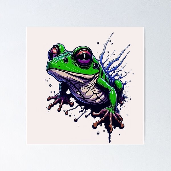 Item preview, Splash art frog designed and sold by Grimspencilart.