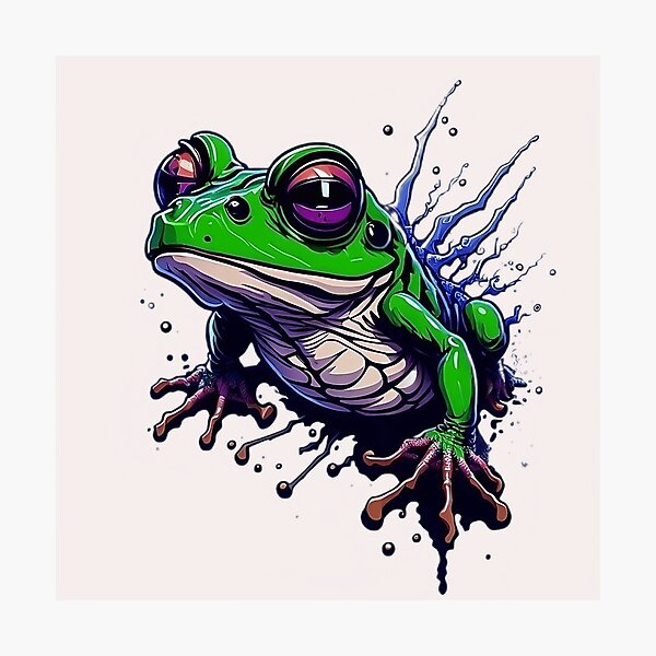 Item preview, Splash art frog designed and sold by Grimspencilart.