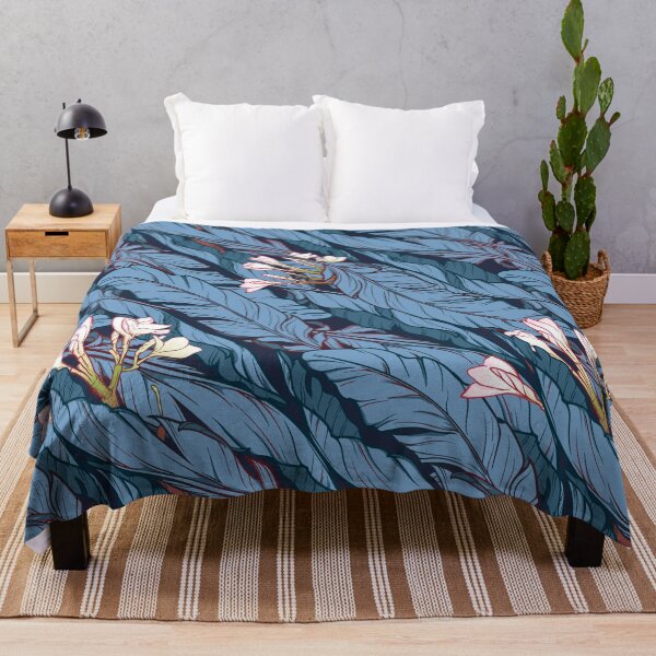 Item preview, Tropical floral pattern: Banana plant leaves and frangipani flower designed and sold by AntonVTokarev.