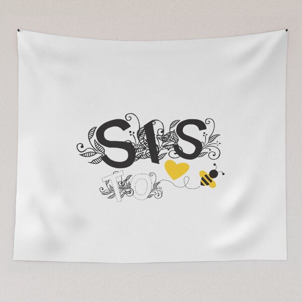 Item preview, Sis To Be | Modern Cute Black And White Floral Typography With Yellow Bee And Heart | New Baby Announcement designed and sold by Zazizu.