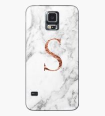 Monogramm rosafarbener Marmor S Hülle & Klebefolie für Samsung Galaxy