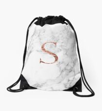 Monogram rose marble S Drawstring Bag