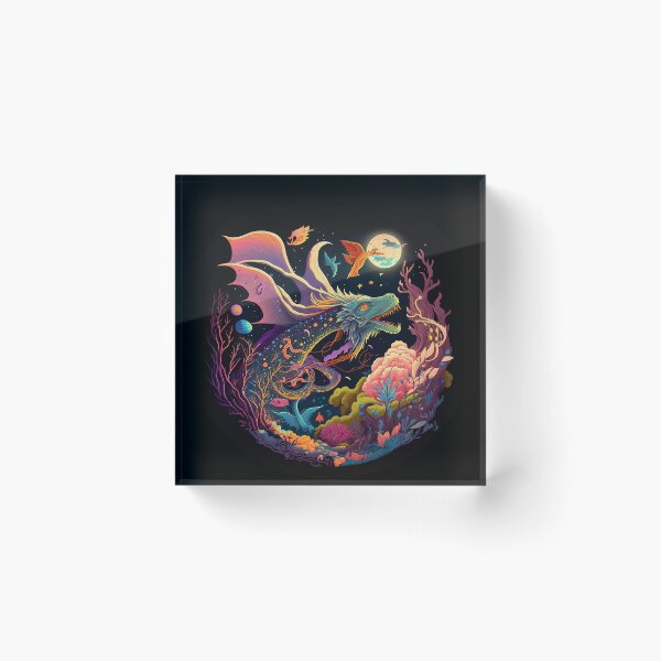 Item preview, dragon flying through a forest at night with a full moon designed and sold by gogaruadze.