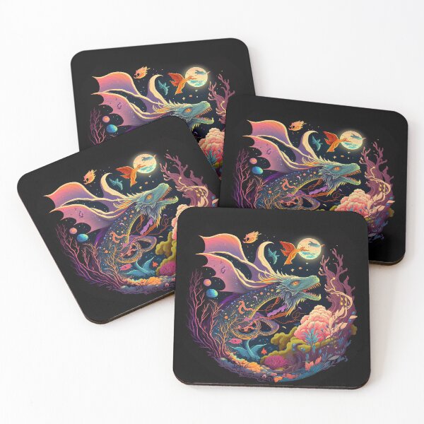 Item preview, dragon flying through a forest at night with a full moon designed and sold by gogaruadze.