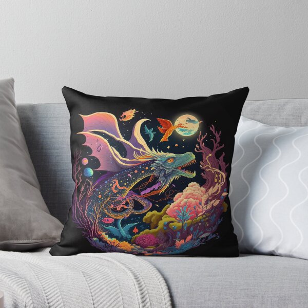Artikelvorschau, Drache fliegt nachts bei Vollmond durch einen Wald entworfen und verkauft von gogaruadze.