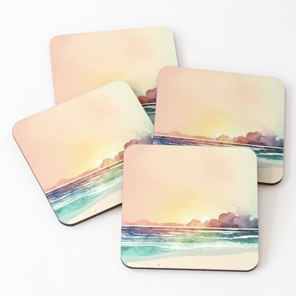 Item preview, Abstract aesthetic colorful watercolor sea and sky background designed and sold by niftyfifty.