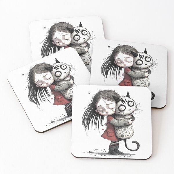 Item preview, Little Girl hugging her Cat designed and sold by pxdg.