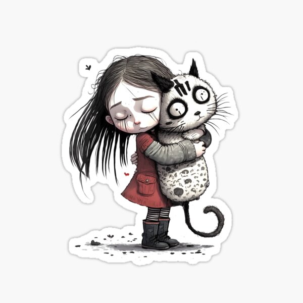 Item preview, Little Girl hugging her Cat designed and sold by pxdg.