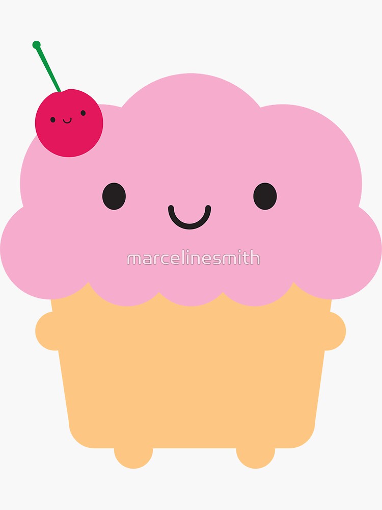 Thumbnail 3 of 3, Sticker, Kawaii Cupcake designed and sold by marcelinesmith.