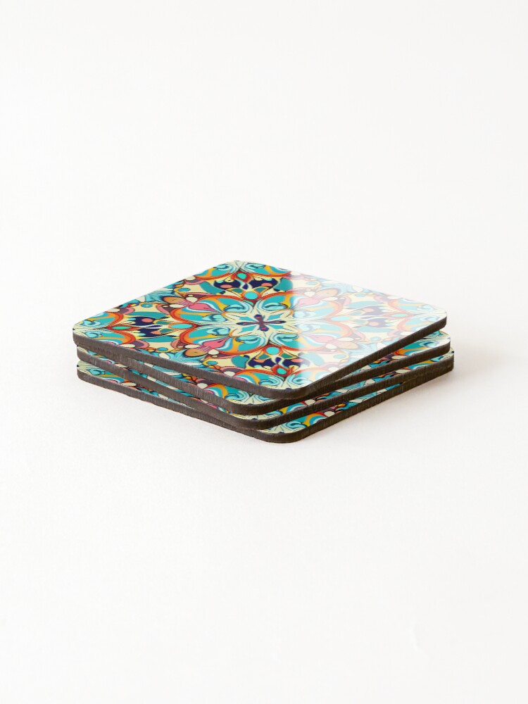 Thumbnail 4 of 5, Coasters (Set of 4), Colorful Transitional Pattern Digital Painting designed and sold by CodeAndColors.
