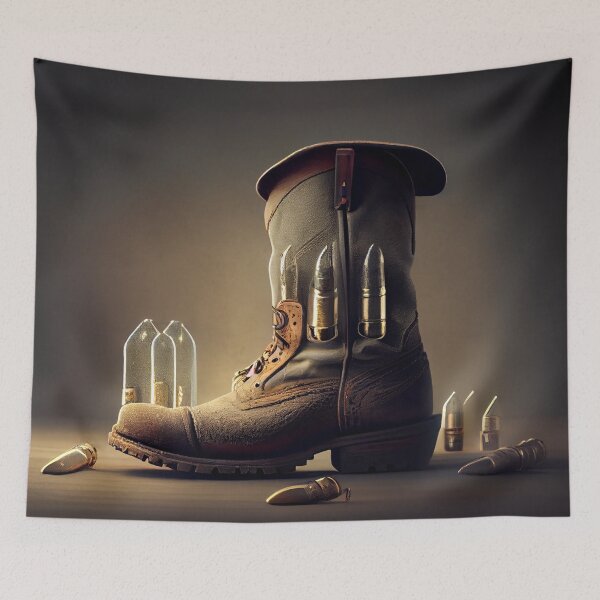 Item preview, Boots and Bullets Digital Painting designed and sold by CodeAndColors.