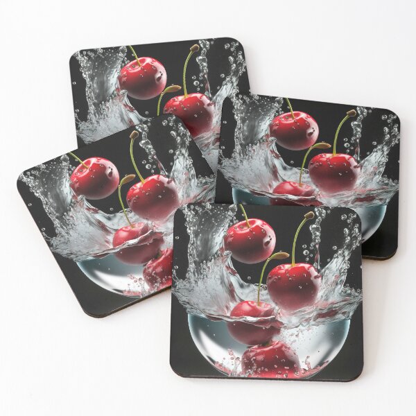 Item preview, Cherries splashing into a bowl of water printart 9 designed and sold by jetaiart.