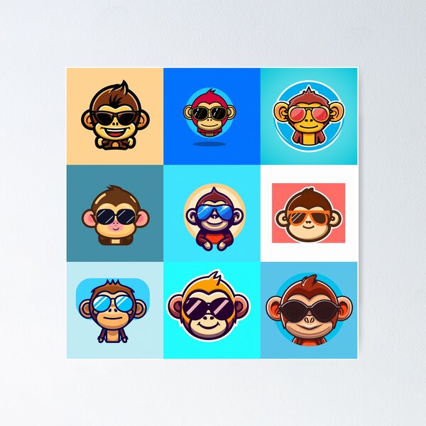 Item preview, Cute Chibi Animal Monkey Wearing Sunglasses Pattern designed and sold by mrbribe.