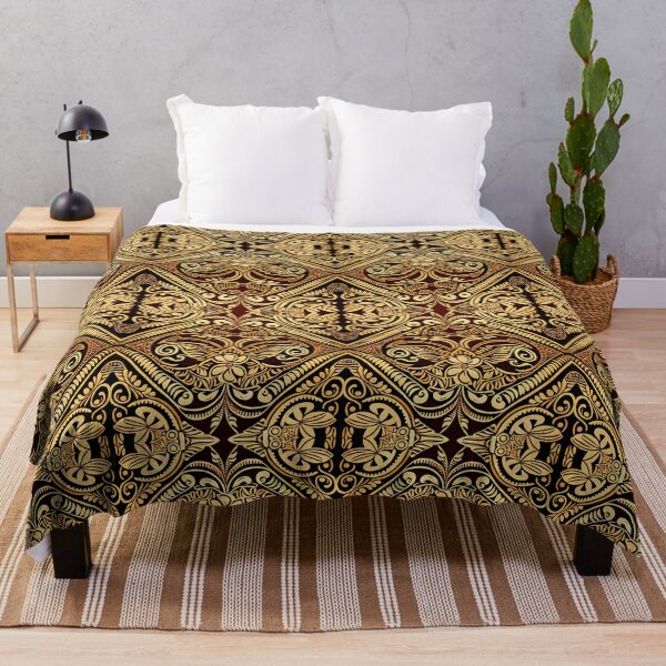 Item preview, shining golden floral polynesian pattern designed and sold by AstraNovaStudio.