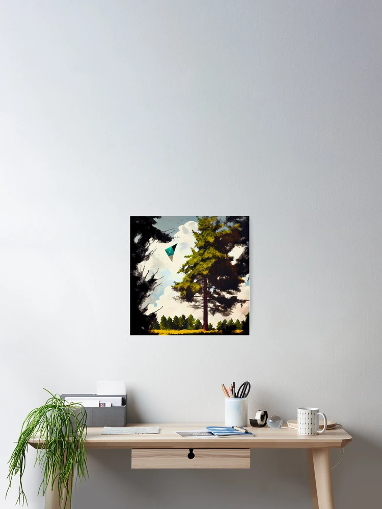 Imagen 2 de 3, Póster con la obra Kite in the Trees Digital Painting, diseñada y vendida por CodeAndColors.