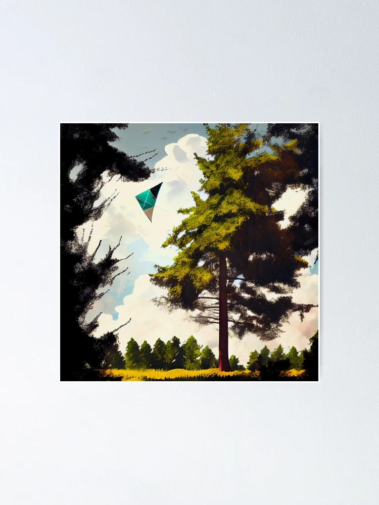 Imagen 1 de 3, Póster con la obra Kite in the Trees Digital Painting, diseñada y vendida por CodeAndColors.
