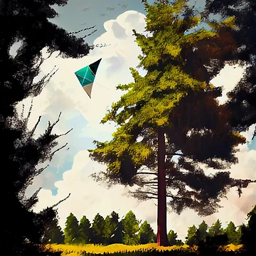 Imagen de la obra Kite in the Trees Digital Painting de CodeAndColors