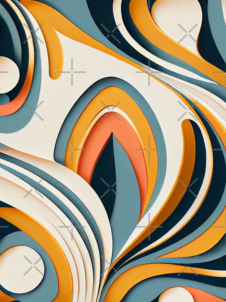 Aperçu 5 sur 5. Robe trapèze avec l'œuvre Flowing Semi Abstract Relaxed Midcentury Modern Pattern Digital Painting créée et vendue par CodeAndColors.