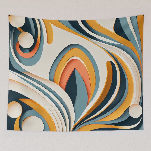 Item preview, Flowing Semi Abstract Relaxed Midcentury Modern Pattern Digital Painting designed and sold by CodeAndColors.