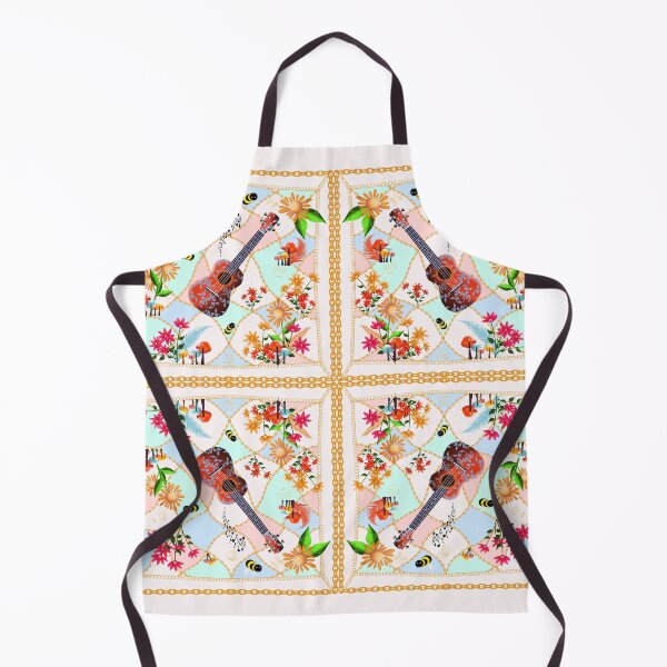 Item preview, Surface pattern with flowers, bees and ukulele in delicate colors designed and sold by Kreativa1.
