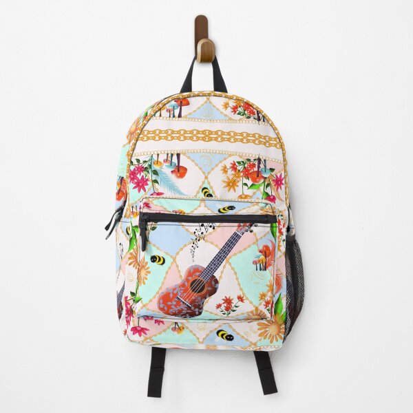 Item preview, Surface pattern with flowers, bees and ukulele in delicate colors designed and sold by Kreativa1.