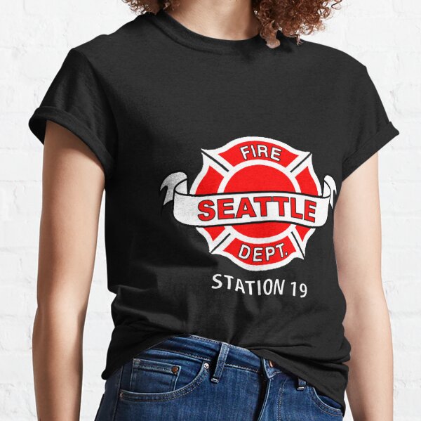 Seattle Fire Dept. 19. Name Tag Template' Unisex Stars & Stripes T-Shirt