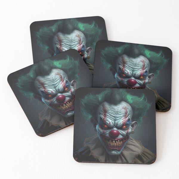 Item preview, scary clown with green hair and red eyes designed and sold by MAF_Merch.