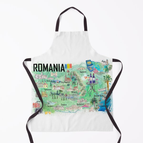 Item preview, Romania Illustrated Travel Map with Roads and Tourist Highlights designed and sold by artshop77.