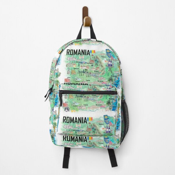 Item preview, Romania Illustrated Travel Map with Roads and Tourist Highlights designed and sold by artshop77.