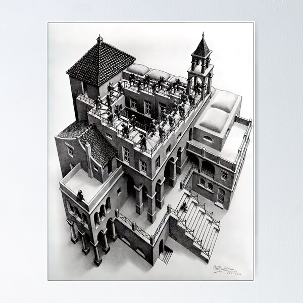 Vista previa del artículo con la obra «Escher - Ascendente y Descendente», diseñado y vendido por funnypixels.