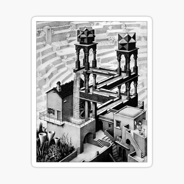Vista previa del artículo con la obra «Escher - Cascada», diseñado y vendido por funnypixels.