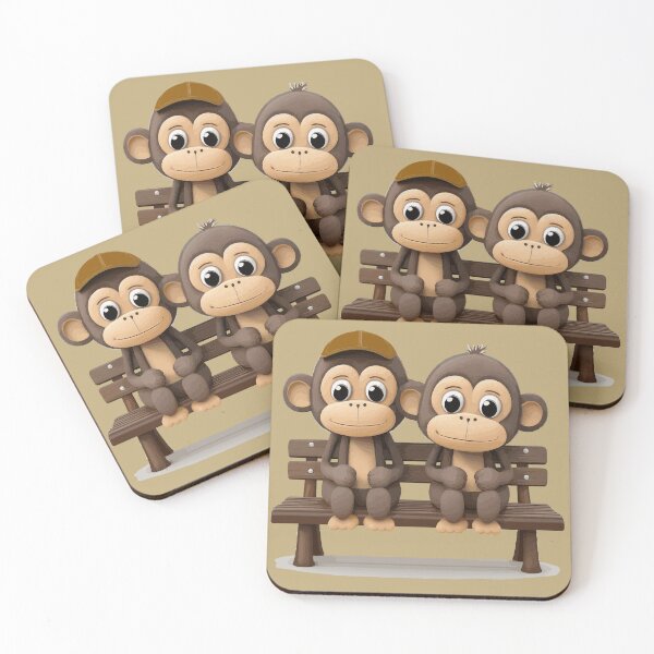 Item preview, 2 monkeys on bench gift designed and sold by TeeArtistry.