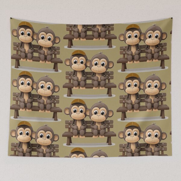 Item preview, 2 monkeys on bench gift designed and sold by TeeArtistry.