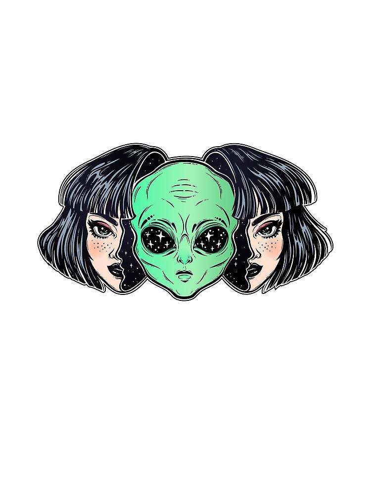 Colorful vibrant portrait of an alien from outer space face in disguise as human girl. by KatjaGerasimova